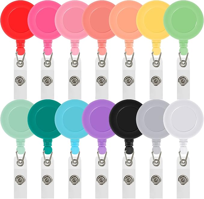 JANYUN 50 Pcs Retractable Badge Reel, Clips Holder Mixed Solid Color Nurse by JANYUN