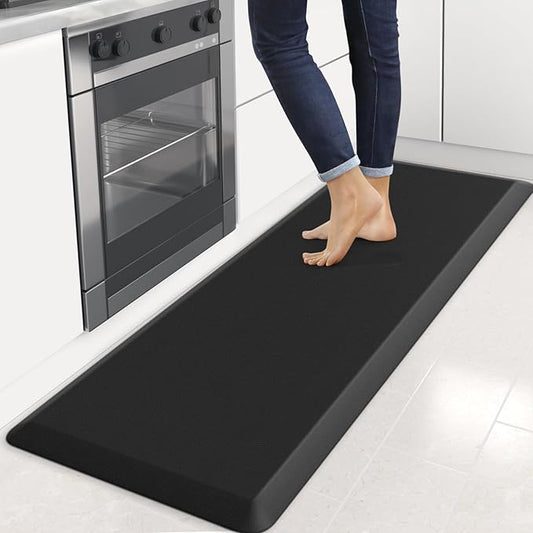 4/5 Inch Thick Kitchen Mats for Floor, StepRite Kitchen Rug for Standing Desk, Non-Slip, Thicker, Stain Resistant, Waterproof, Comfort Anti Fatigue Floor Mat for Home, Kitchen, Office - Black,70*24''-DeskLoop Office