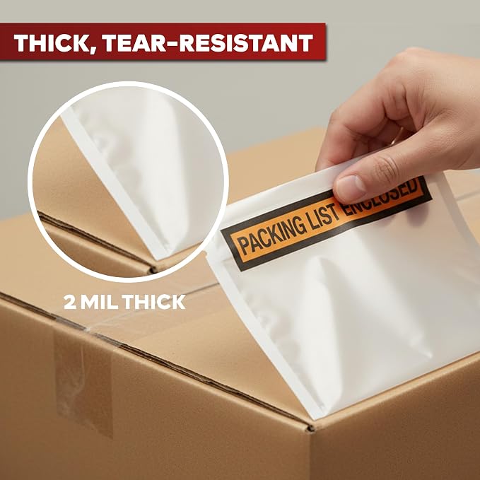XFasten Packing Slip Pouches 4.5" x 5.5" Clear Enclosed Packing List Envelopes - Image 7