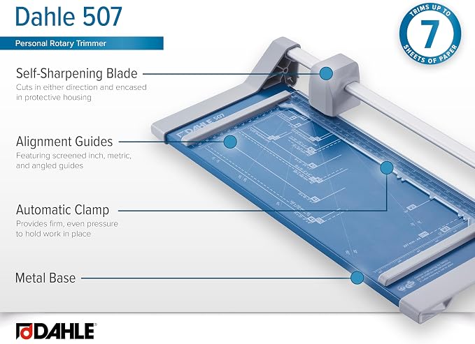 Dahle 507 Personal Rotary Trimmer, 7 Sheet Capacity, Self-Sharpening, Automatic - Image 5