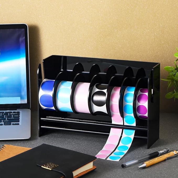 Qilery Adjustable Label Dispenser Acrylic Roll Sticker Dispenser Sticker Holder - Image 3