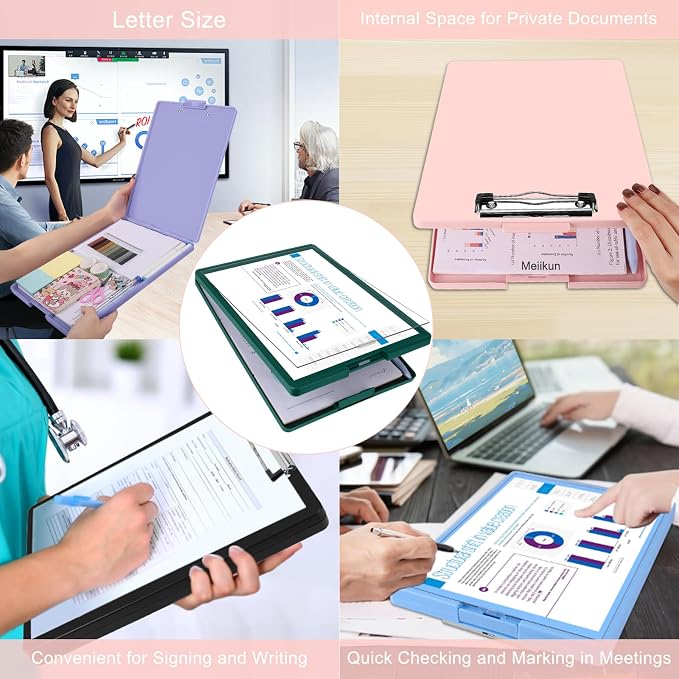Meiikun Clipboard with Storage, Plastic Clip Boards 8.5x11 Folder with Clear - Image 8