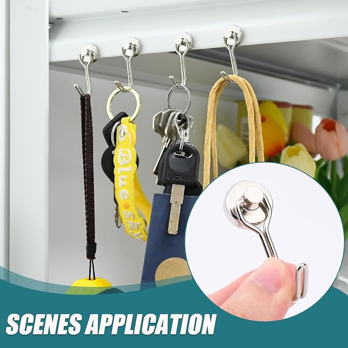 MAGXCENE 24 Pack Swivel Swing Magnetic Hooks, Strong Neodymium Magnetic Hooks - Image 4