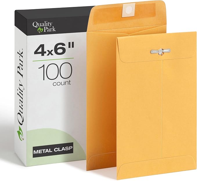 Quality Park 4 x 6 Clasp Envelopes, 100 Pack, Document Envelopes by Quality+Park