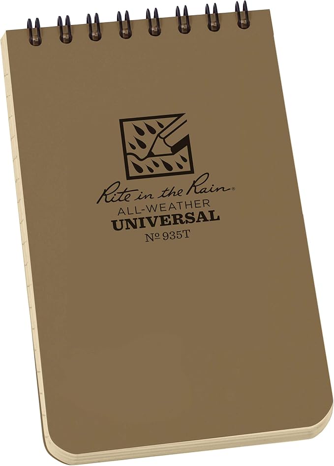 Rite in the Rain Weatherproof Top Spiral Notebook, Tan Cover, Universal Pattern by RiteintheRain