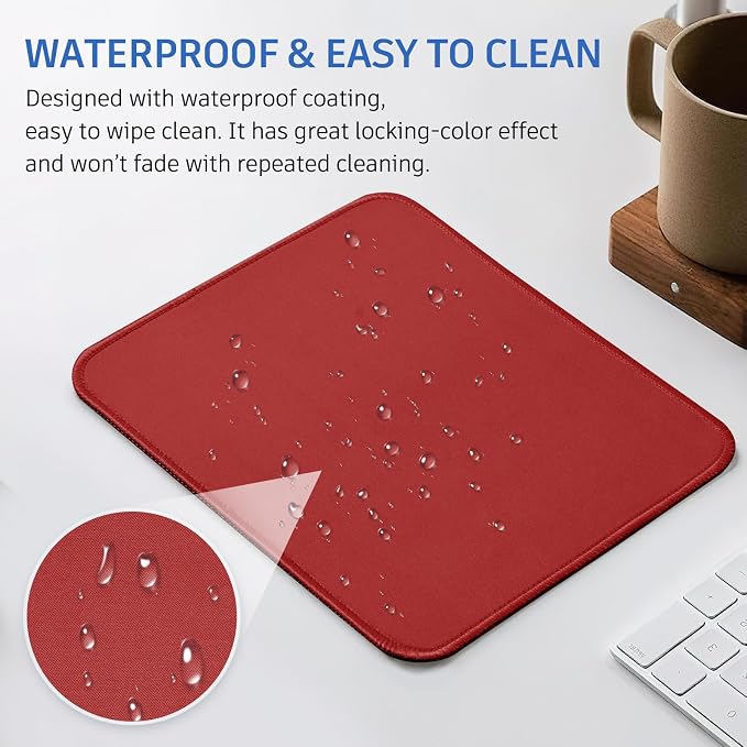 red Mouse Pad, Nice and Cute Mouse Pad, Splash-Proof Textured 10.2 x 8.2Inch - Image 6