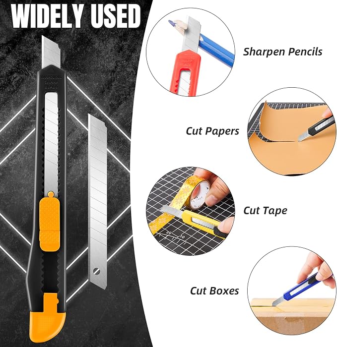 TIFICAL 24 Pack Box Cutter Retractable, Utility Knife 9MM Wide Snap-Off Blades - Image 7