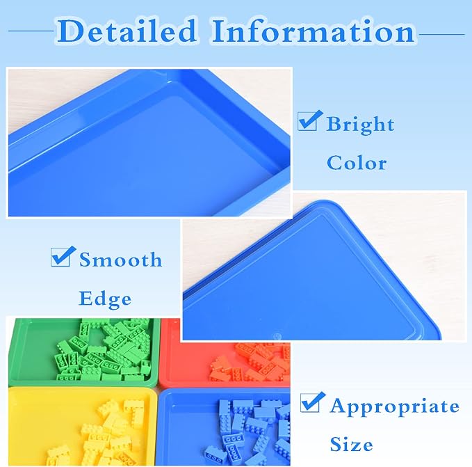 10 Pack Plastic Art Trays: 8 Color Sensory Trays - Image 3