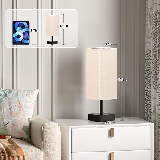 aooshine Linen Black Small Table Lamp - Image 2