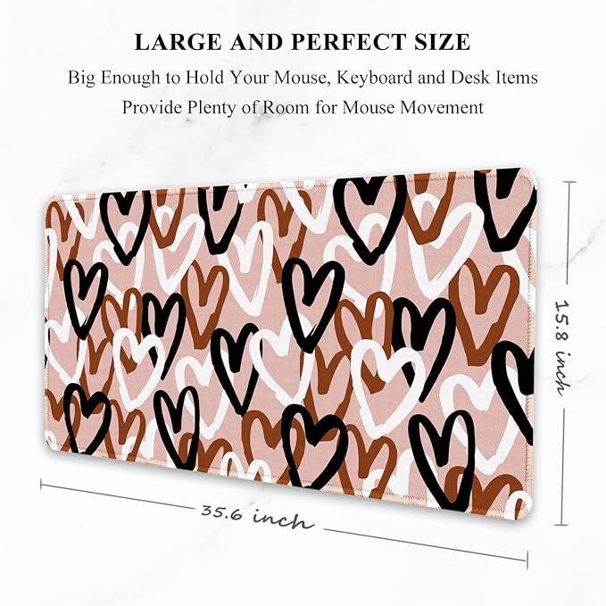 Auhoahsil Large Mouse Pad, XXL Desk Pad, Extened 35" x 15", Non-Slip Rubber Base - Image 2