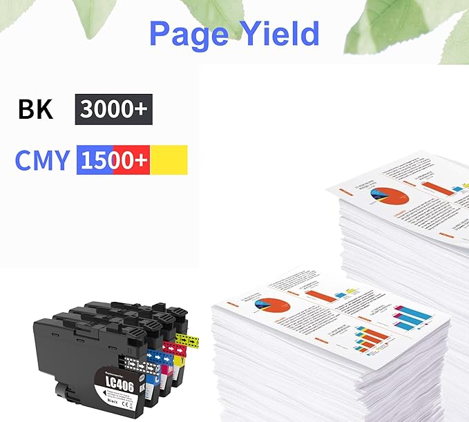 F FINDERS&CO LC406 Ink Cartridges LC 406 Ink Work with MFC-J4335DW J4345DW MFC-J4535DW MFC-J5855DW J5955DW J6555DW MFC-J6955DW Printer (4Pack)-DeskLoop Office