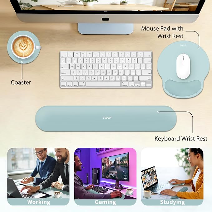 Sushret Mouse Pad and Keyboard Wrist Rest, 3-in-1 Gel Memory Foam Ergonomic - Image 6
