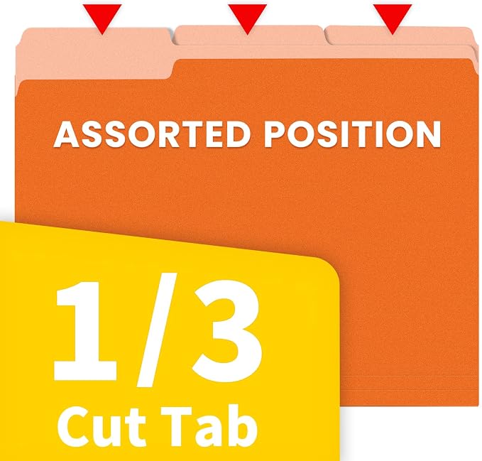 SUNEE File Folders Letter Size Orange, 100 Pack Manilla Folders 8.5 x 11 - Image 3