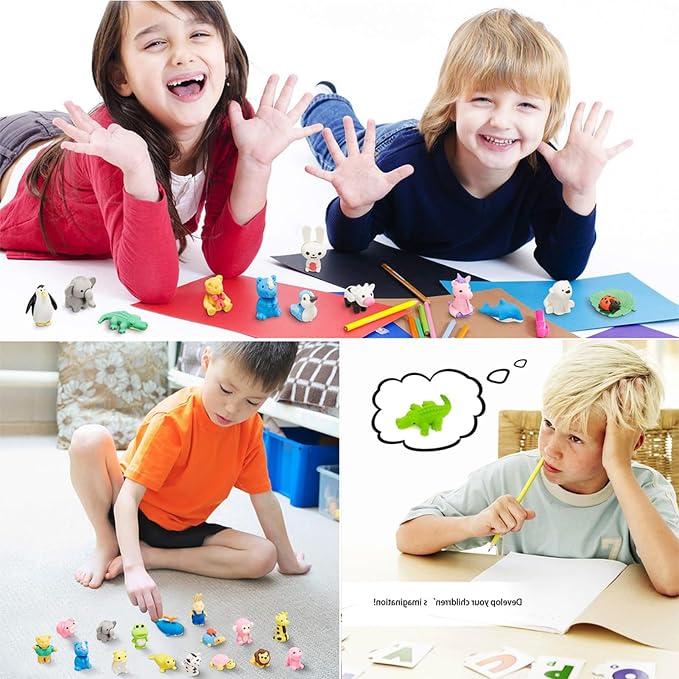 URSKYTOUS 60Pcs Animal Erasers Desk Pets - Image 3