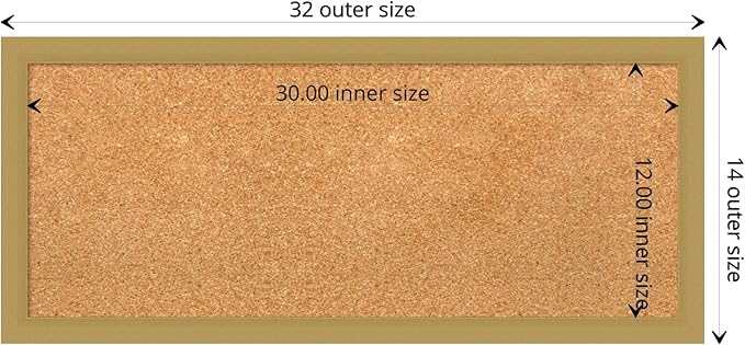 Amanti Art Natural Cork Board for Wall, 14x32 Vision Board with Gold Frame, Medium Corkboard Office Decor for Home Organization, Casual Corkboard Pinboard to display items for home organization-DeskLoop Office