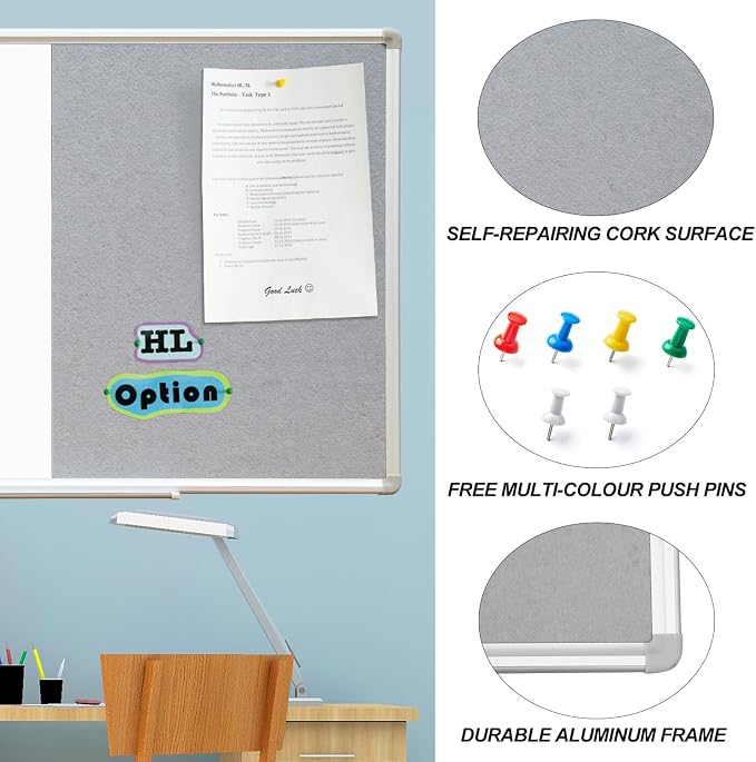 DEVELOP Large Grey Felt Bulletin & Magnetic Dry Erase Combo Board, 72 x 36 Inch - Image 4