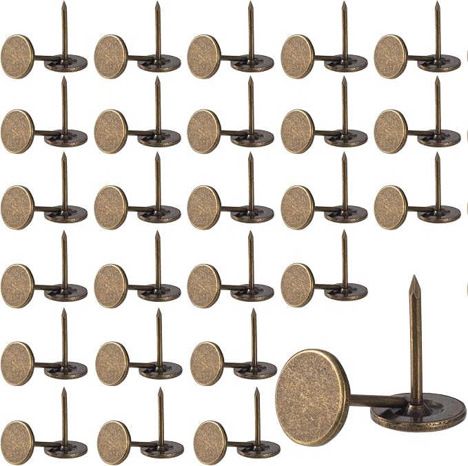 80pcs Metal Thumb Tacks, 0.43x0.66in, Bronze | Metal, Heavy Duty Flat Head by Unknown