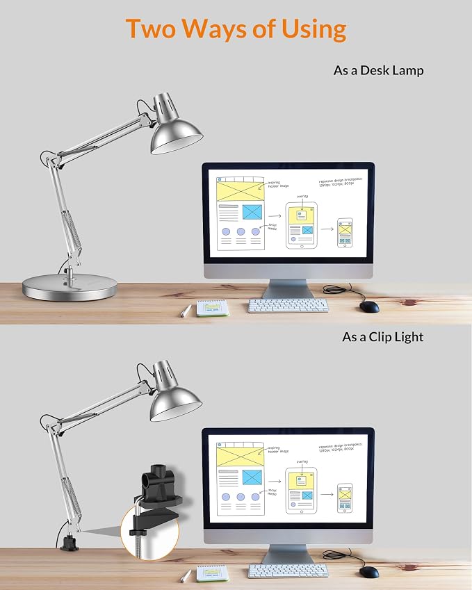 LEPOWER Metal Desk Lamp, Adjustable Goose Neck Architect Table Lamp - Image 4