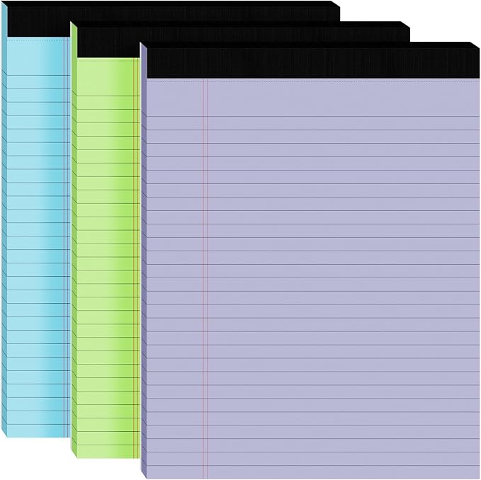 3pcs Legal Pads 8.5 x 11, Notepads 8.5 x 11 Inch, 30 Sheets/Pack, Colored Note by Ciphyfee