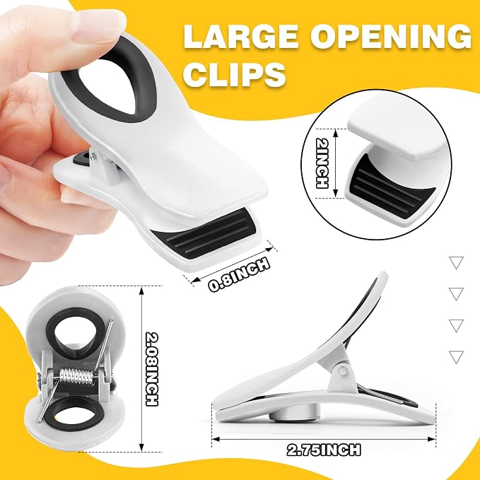10PCS Magnetic Chip Clips Airtight Seal Reusable White Bag Clips - Image 4
