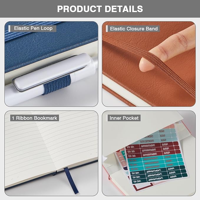 Hardcover Journal Notebook for Work, 3 Pack 160 Pages Lined Journaling Notebooks - Image 2