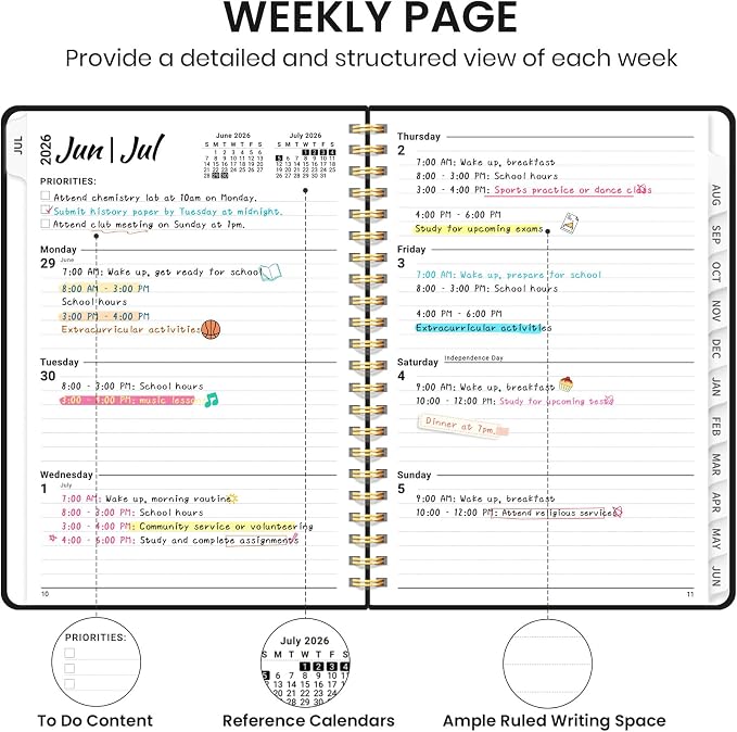 Planner 2026-2027 for Women & Men, Academic Monthly and Weekly Calendar Planner - Image 3