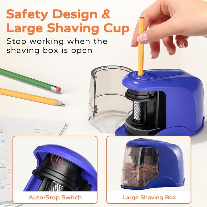 STAGEEK Electric Pencil Sharpener, Plug in or USB/Battery Operated. Works - Image 6