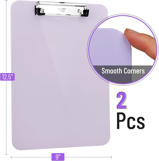 Mr. Pen- Plastic Clipboard, 12.5" x 9", 2 Pack | Muted Purple Clipboard Plastic - Image 2