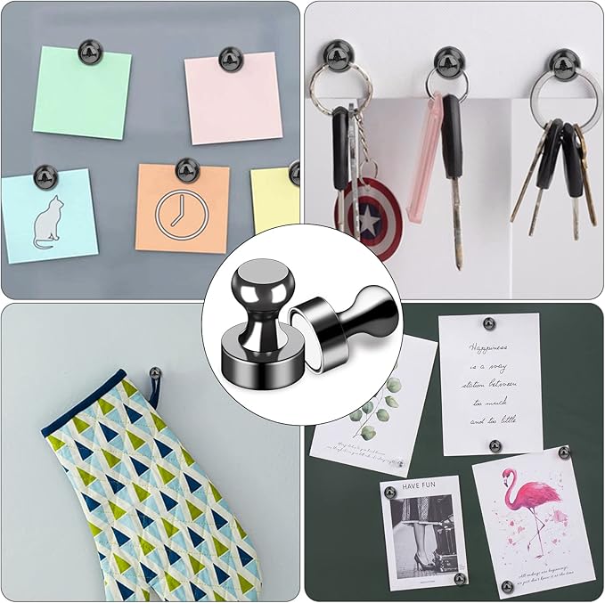 LOVIMAG Strong Refrigerator Magnets, 25 Pcs Black Push Pin Magnets, Perfect for Fridge, Office, Classroom-DeskLoop Office