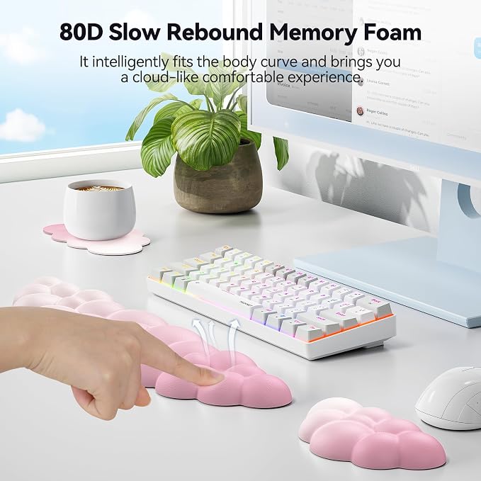 TECKNET Cloud Keyboard Wrist Rest Set, Cloud Wrist Rest - Image 4