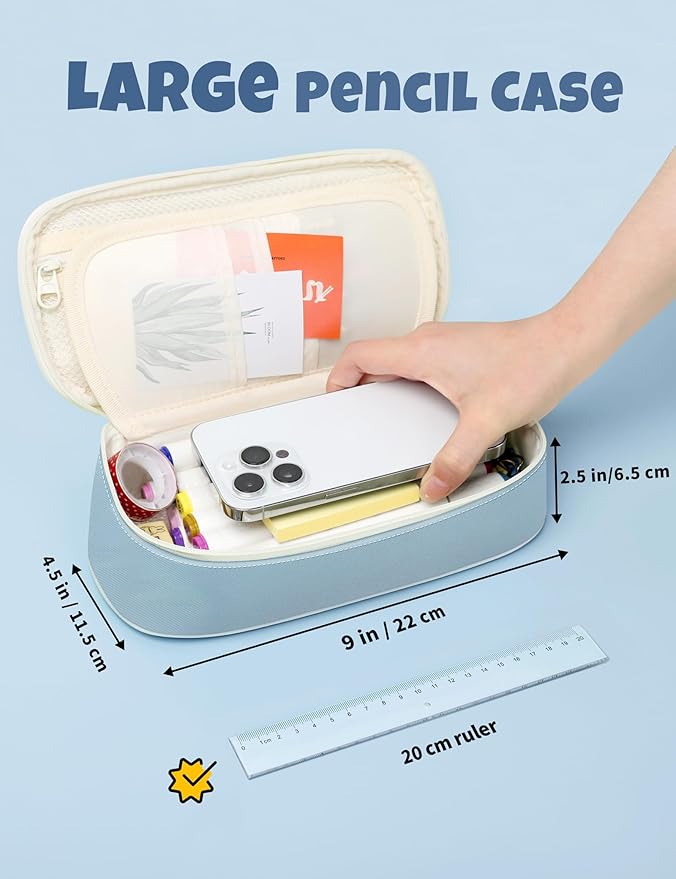 SUNEE Cute Pencil Case, Aesthetic Pen Pouch, Colored Large Pencil Bag - Image 4