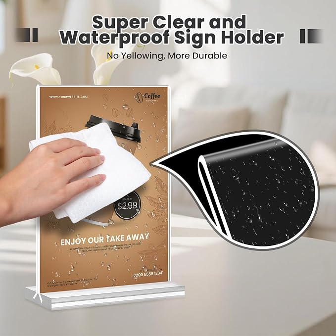 30 Pack Acrylic Sign Holder 5x7, Desktop Flyer Stand - Image 4