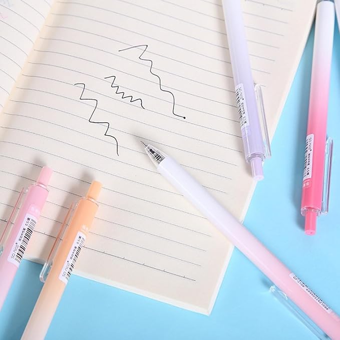 HeTaoCat Retractable Gel Pens, 0.5mm Fine Point, Quick Drying, Writing Drawing, Black ink gel pens, Box of 6 Pens (Black)-DeskLoop Office