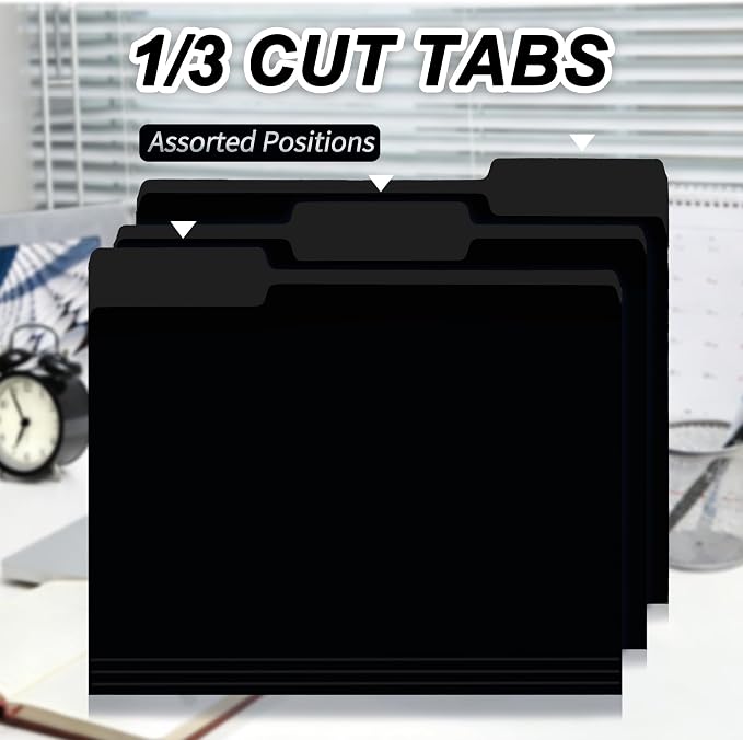 VZCPYTPM 100 Packs Black File Folder, Manilla File Folders Letter Size - Image 5
