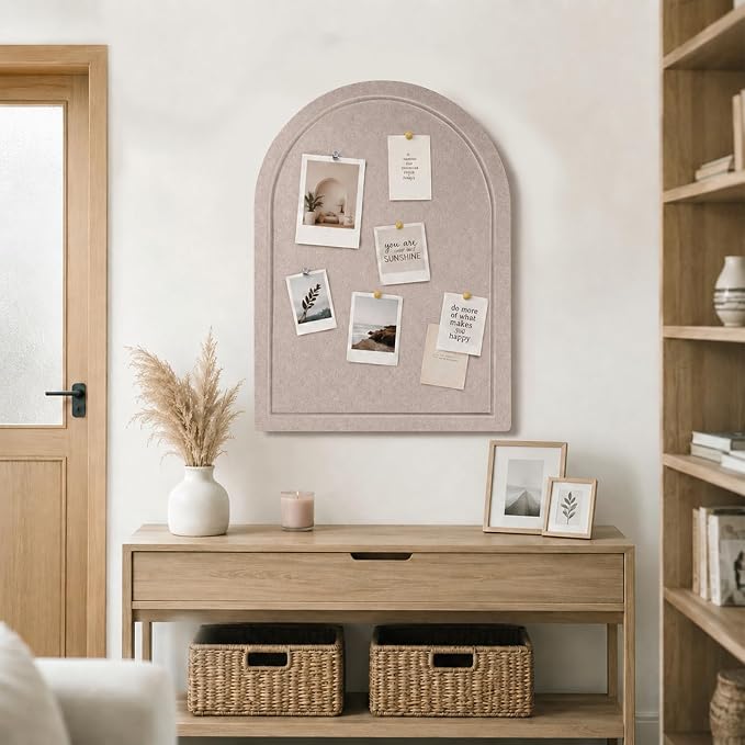 Arched Felt Bulletin Board, Sized 24" x 18" Cork Board Alternative Grooved Edge - Image 2