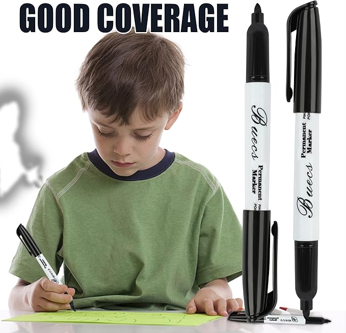 Permanent Markers, 80 Count Black Permanent Markers, Fine Point, Waterproof & Smear Proof Markers, Quick Drying, Office Supplies for School, Office, Home-DeskLoop Office