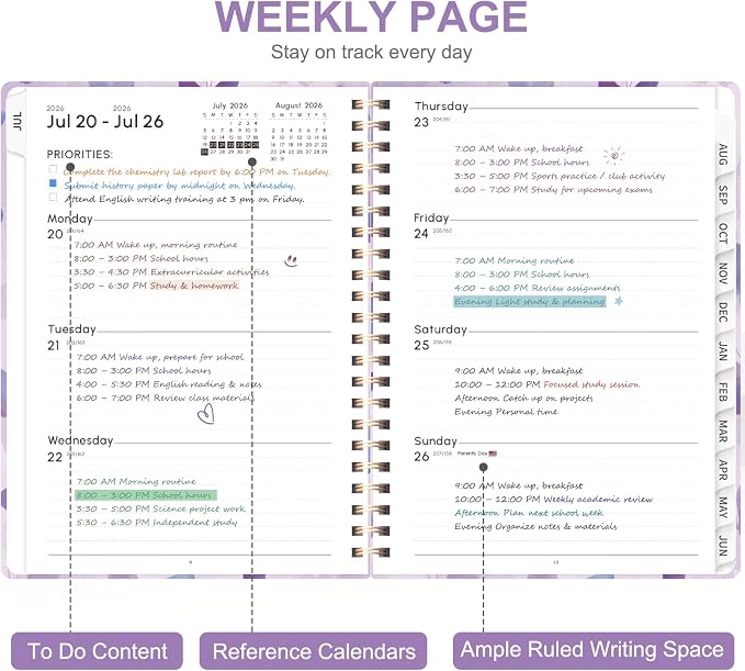 Planner 2026-2027, Weekly and Monthly Academic Year Calendar Planner, July 2026 - Image 2
