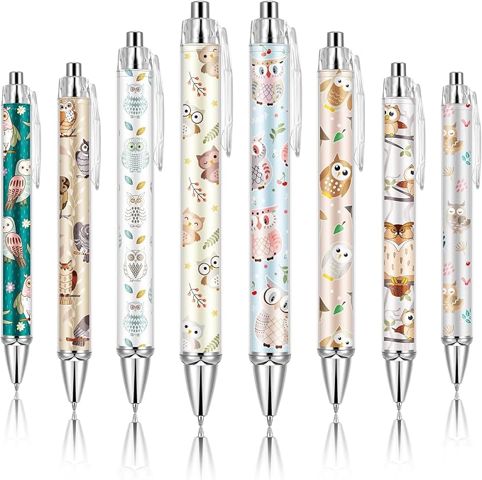 Ireer 8 Pcs Ballpoint Pens for Women 1.00 mm Cute Black Ink Fancy Pens Fine by Ireer