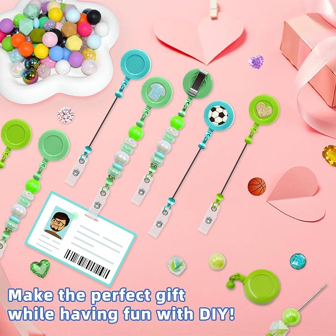 30pcs Green Beadable Badge Reels Making Kits - Image 2