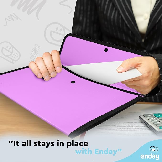 Enday Square Flap Plastic File Holder, A4 Letter Size, Snap Closure - Image 6