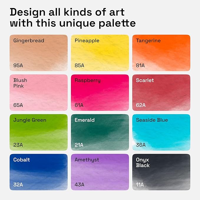 ARTISTRO 12 Watercolor Markers with Flexible Paint Brush Pens for Pros & Beginners - Consistent, Smooth, Bright, Washable, Non-Toxic, Ideal for Coloring, Calligraphy, & Manga-DeskLoop Office