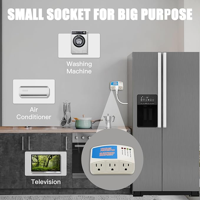 BSEED Surge Protector Power Strip Home Appliance, 3 Outlet Power Surge Protector, Voltage Protector Brownout Surge Refrigerator 1875 Watts, 120V, 15A, 2 Pack-DeskLoop Office