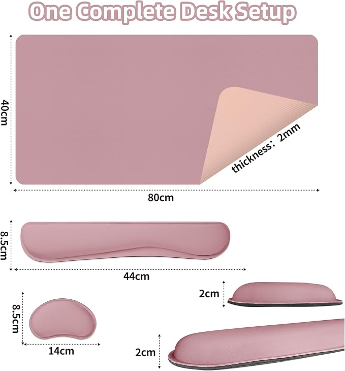 Mouse Pad and Keyboard Wrist Rest, 3-in-1 Large Keyboard and Mouse Pad Set - Image 2
