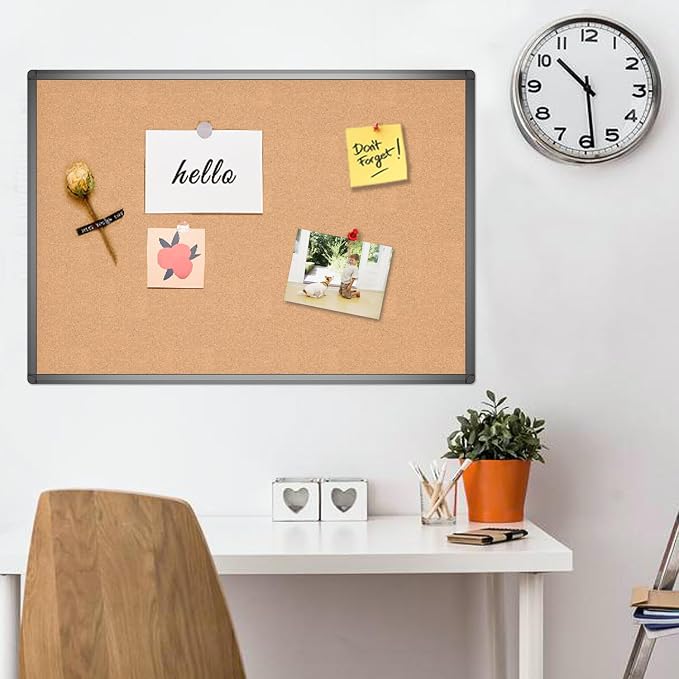 VIZ-PRO Cork Notice Board, 48 X 32 Inches, Cork Bulletin Board - Image 6
