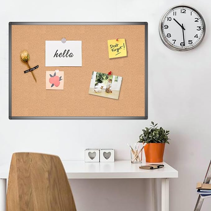 VIZ-PRO Cork Notice Board, 36 X 24 Inches, Cork Bulletin Board - Image 6