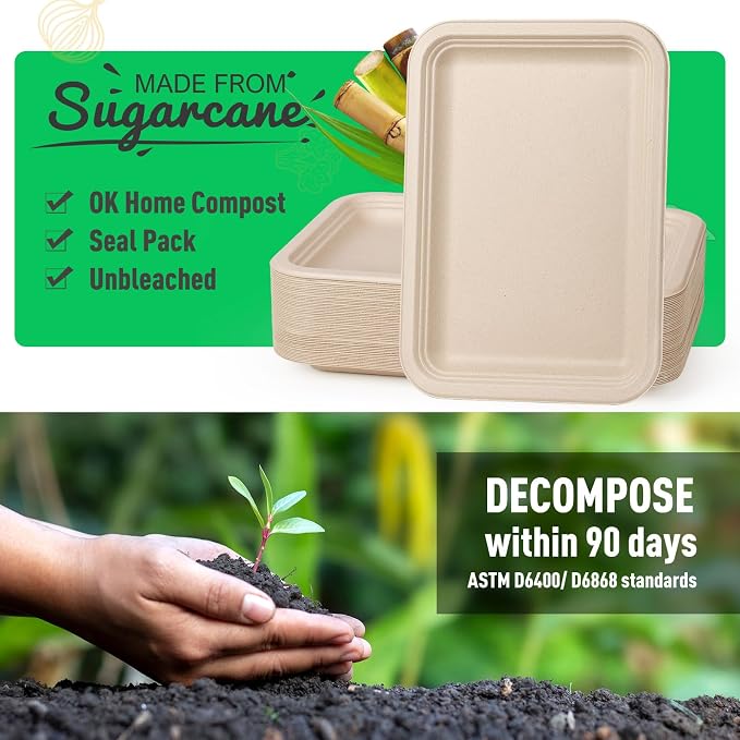 Gezond 50 Pack 14 Inch Disposable Food Trays Eco-friendly Heavy-Duty Large - Image 3