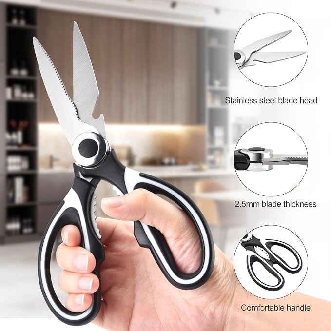 OMDAR 3 Pack Kitchen Scissors & Seafood Scissors Set, Sharp Kitchen Shears | - Image 6
