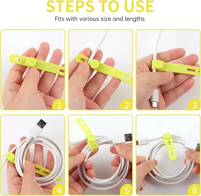Oligei 25 Pcs Silicone Cable Ties, Cable Ties Reusable, High Elasticity Cord - Image 5