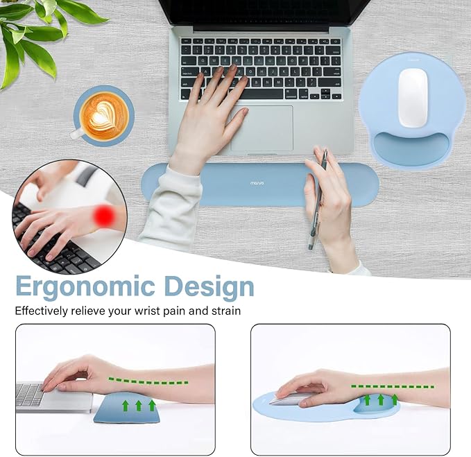 MOSISO Wrist Rest Support for Mouse Pad&Keyboard Set, Circle Curved Ergonomic - Image 3