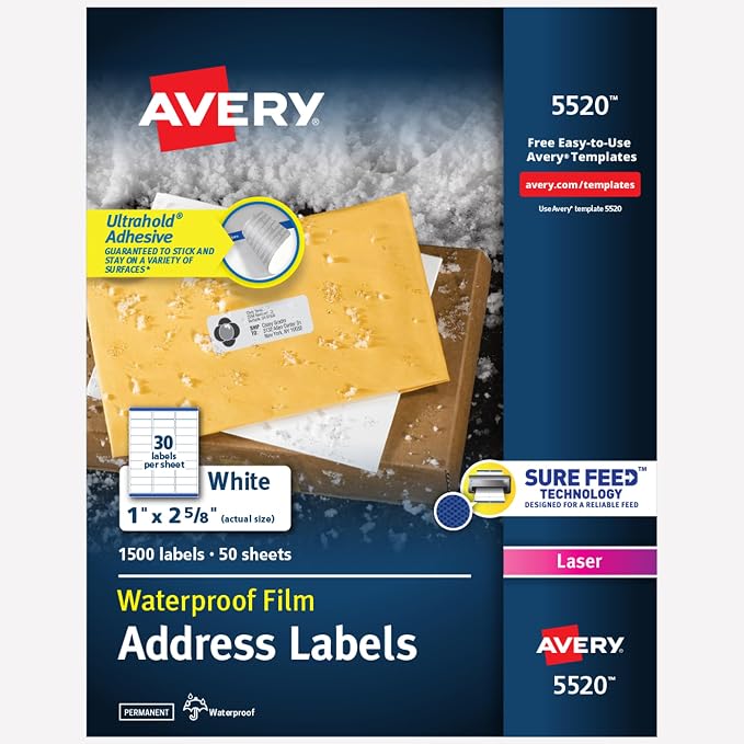 Avery Durable Waterproof Address Labels by Avery